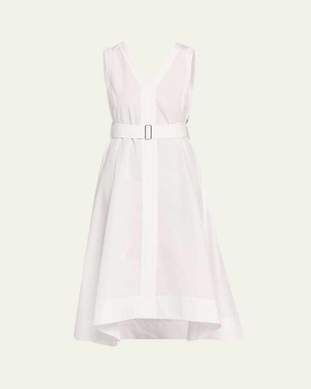 V-Neck Sleeveless Belted Midi Dress